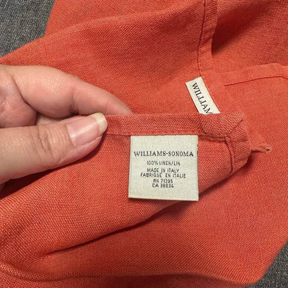 Williams Sonoma Vibrant Orange Linen Napkins